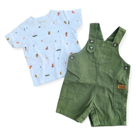 Carter's Other - Carter's 2 Pieces Tee-Shorts Overalls Adjustable Straps Baby Boys Size 12 Months